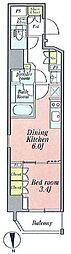 CRESTCOURT新宿山吹町 1DKの間取図画像