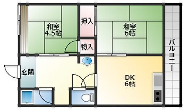 コーポサカエ ｜大阪府羽曳野市向野1丁目(賃貸アパート2DK・2階・40.00㎡)の写真 その2