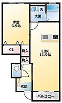 ラ・フルールII  ｜ 大阪府松原市別所4丁目（賃貸アパート1LDK・1階・45.61㎡） その2