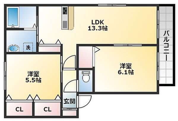 メゾンドプチフォーレ ｜大阪府松原市柴垣1丁目(賃貸アパート2LDK・2階・56.25㎡)の写真 その2