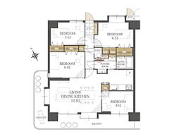 シャルマンコーポ第3朝霞 4LDKの間取図画像