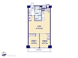 花小金井スカイハイツ 2LDKの間取図画像