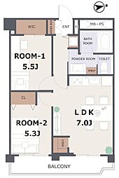 不二ハイツ 2LDKの間取図画像