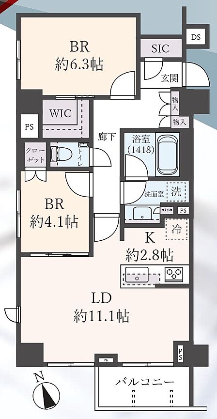 2LDK 間取り