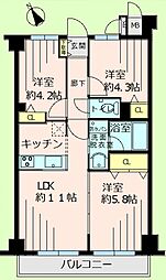グランパークあざみ野 3LDKの間取図画像