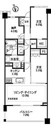 クリオレジダンス横濱ベイサイド 2SLDKの間取図画像