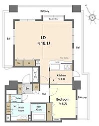 シルエタワーヨコハマ 1LDKの間取図画像