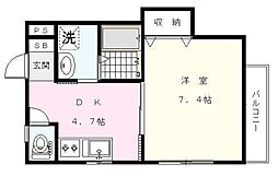 ベル・クワトロ 1DKの間取図画像