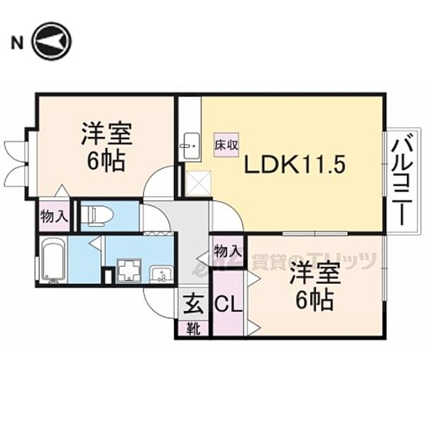 セジュール母の郷 2 101｜滋賀県米原市宇賀野(賃貸アパート2LDK・1階・53.72㎡)の写真 その2