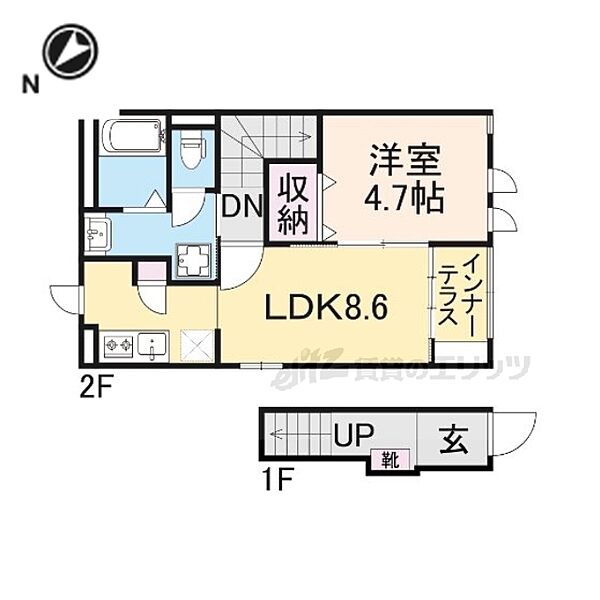 グランドパレスＡＴ 206｜滋賀県犬上郡豊郷町大字大町(賃貸アパート1LDK・2階・42.34㎡)の写真 その2