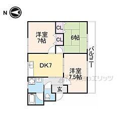 フレッシュコーポ近江 2階3DKの間取り