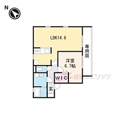 JR草津線 寺庄駅 徒歩11分の賃貸アパート 1階1LDKの間取り