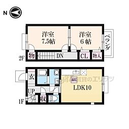 プレシードパークII 1階2LDKの間取り