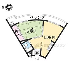 JR東海道・山陽本線 南草津駅 徒歩22分の賃貸マンション 2階1LDKの間取り