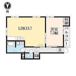 メゾン神照 1階1LDKの間取り