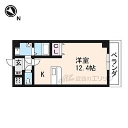 ヴェル・ベルヴィ 2階ワンルームの間取り