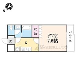 メゾン・ラヴィアンローズ 1階1Kの間取り