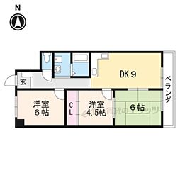 エールコナン 3階3DKの間取り