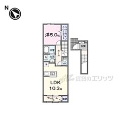 ソラーナ 2階1LDKの間取り