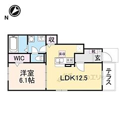 アイプレイス彦根II 1階1LDKの間取り