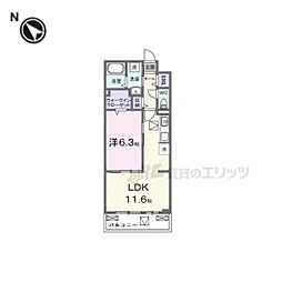 近江鉄道近江本線 八日市駅 3.2kmの賃貸アパート 1階1LDKの間取り