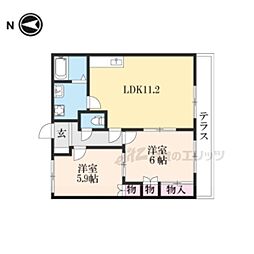 コンフォール 1階2LDKの間取り