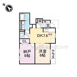 ＨＯＬＹＧＬＩＴＴＥＲ　Ｔ．Ｊ 1階2DKの間取り