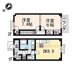 ＴＷＩＮ　ＯＡＫＳ　Ａ棟 2階2LDKの間取り