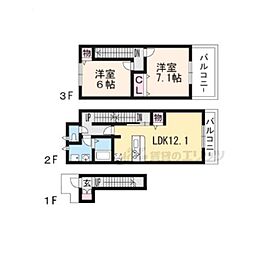 シンシア 2階2LDKの間取り