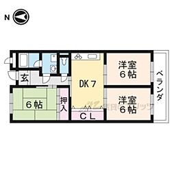 JR草津線 石部駅 徒歩5分の賃貸アパート 2階3DKの間取り