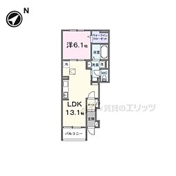 GREENAWAYII 1LDKの間取図画像