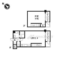 JR草津線 手原駅 徒歩17分の賃貸マンション 4階1LDKの間取り