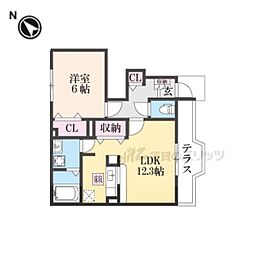 カーサグランデ 1階1LDKの間取り