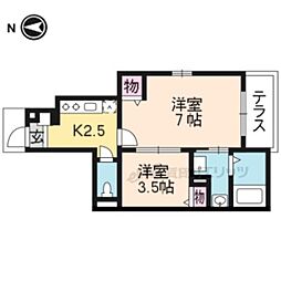 フォレストコートII 1階2Kの間取り