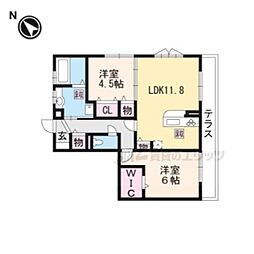JR東海道・山陽本線 瀬田駅 徒歩24分の賃貸アパート 1階2LDKの間取り
