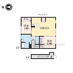 ソアレ 2階2LDKの間取り