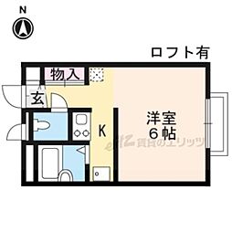 レオパレスＷＩＳＴＥＲＩＡ 1階1Kの間取り