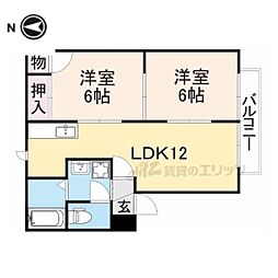 JR北陸本線 長浜駅 徒歩25分の賃貸アパート 2階2LDKの間取り