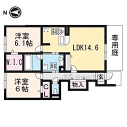 JR東海道・山陽本線 瀬田駅 徒歩15分の賃貸アパート 1階2LDKの間取り