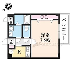 サウス　メディオ 2階1Kの間取り