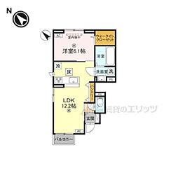 JR東海道・山陽本線 南草津駅 徒歩13分の賃貸アパート 1階1LDKの間取り