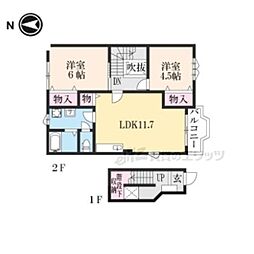 ノーブルノーヴァ 2LDKの間取図画像