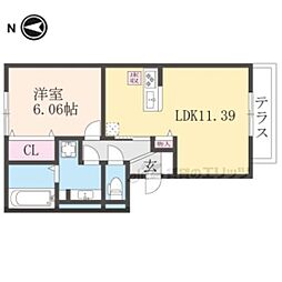 ベルコート川崎 1階1LDKの間取り