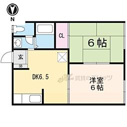 近江鉄道近江本線 日野駅 徒歩26分の賃貸アパート 2階2DKの間取り