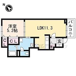 ル　フィオーレ 2階1LDKの間取り
