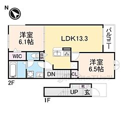 サニータウン横田I 2LDKの間取図画像