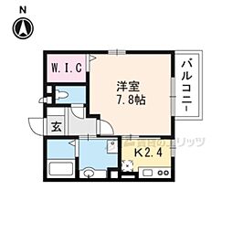 プランドール 1Kの間取図画像