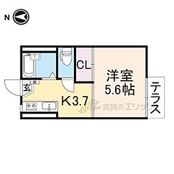 ハイツてんりゅう 1Kの間取図画像