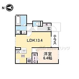 Yフォレスト長浜B 1LDKの間取図画像