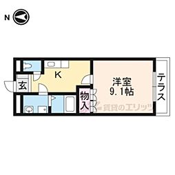 ラ・フローラル参番館 1Kの間取図画像